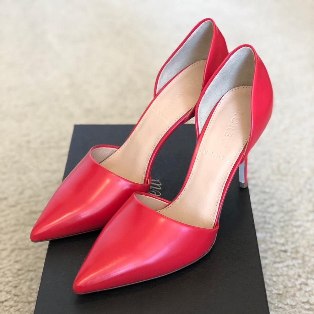 J.Crew Elsie Glossy Red D’Orsay Heels $278